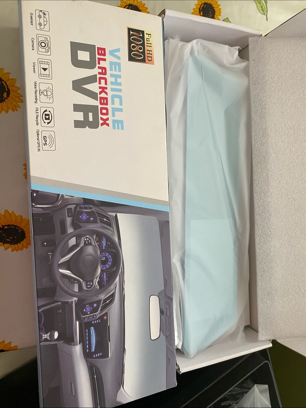 Rearview Mirror Dash Camera - Light Blue Vehicle DVR